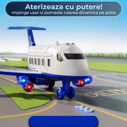 Set Jucarie Avion Transportator cu Masinute pentru copii, Albastru
