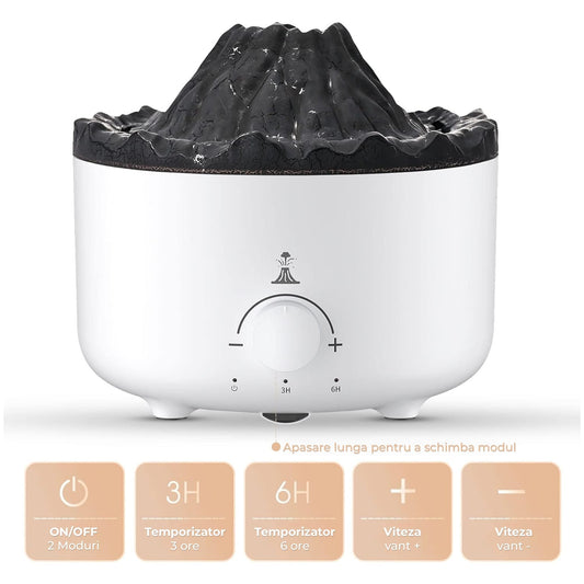 Difuzor de ulei esential, Aromaterapie tip Vulcan, Capacitate 560ml, Alb