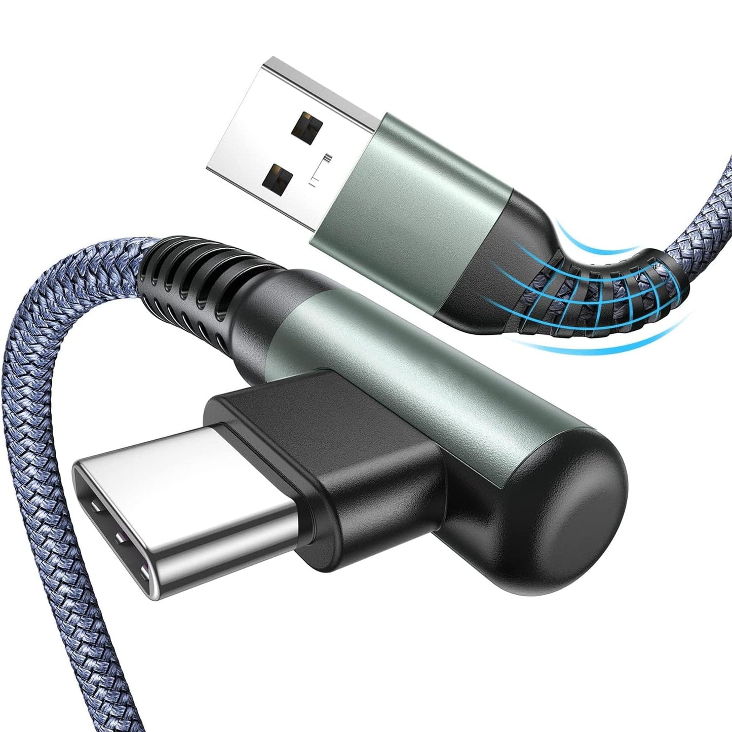 Cablu Date si Incarcare Rapida Timebox, USB la Type-C, 1m, QC 3, Unghi 90°