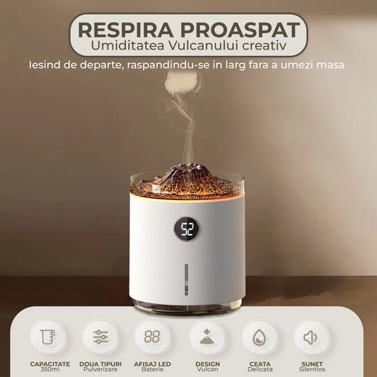 Difuzor de ulei esential, Aromaterapie tip Vulcan, Capacitate 350ml, Alb