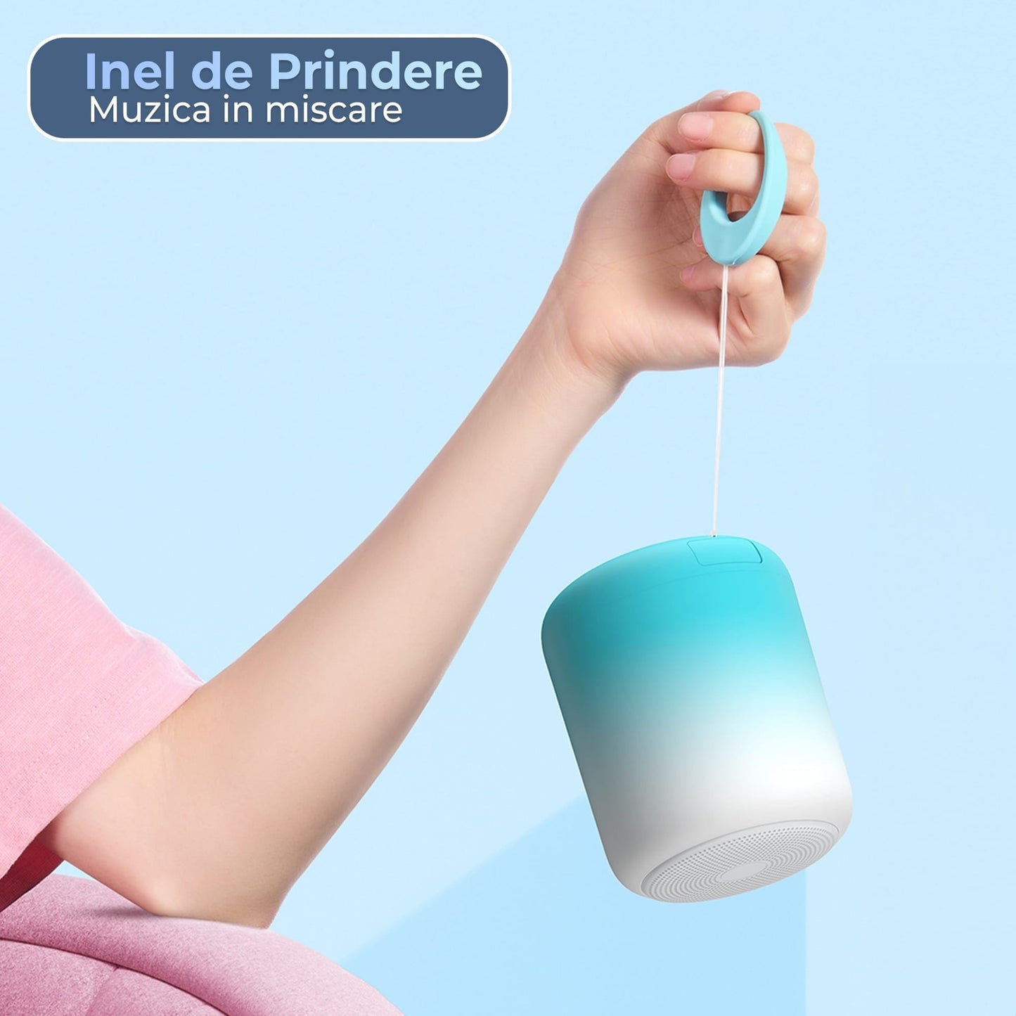 Boxa portabila cu lumini RGB, Bluetooth, Sunet surround 360, 1200mah, Negru