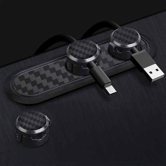 Organizator de cabluri Timebox, cu 4 locuri, noptiera, masa, mașina, Negru