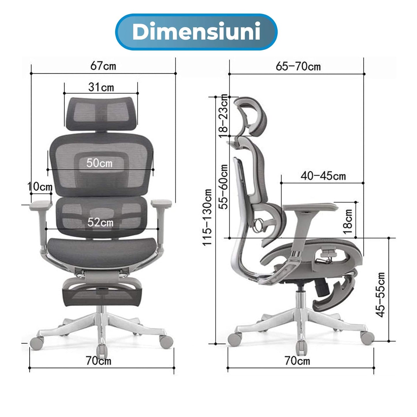 Scaun ergonomic Timebox, Cotiere 4D, pana la 150 kg, 150°, Negru