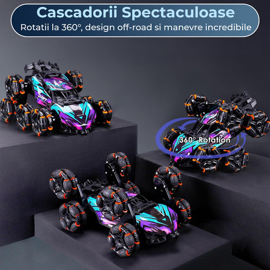 Masina cu Telecomanda RC Stunt 8 Roti Timebox, 4WD, Acrobatii, Rotire 360°, Mov