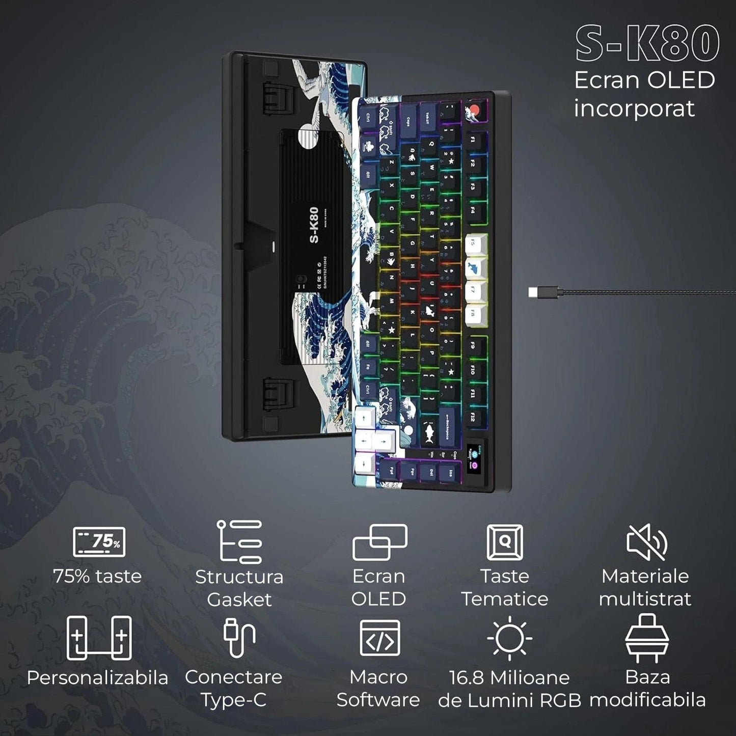 Pachet Gaming Timebox, 75%, Hot-Swap, Wireless, ultrausor 95g, FastCharge, Negru