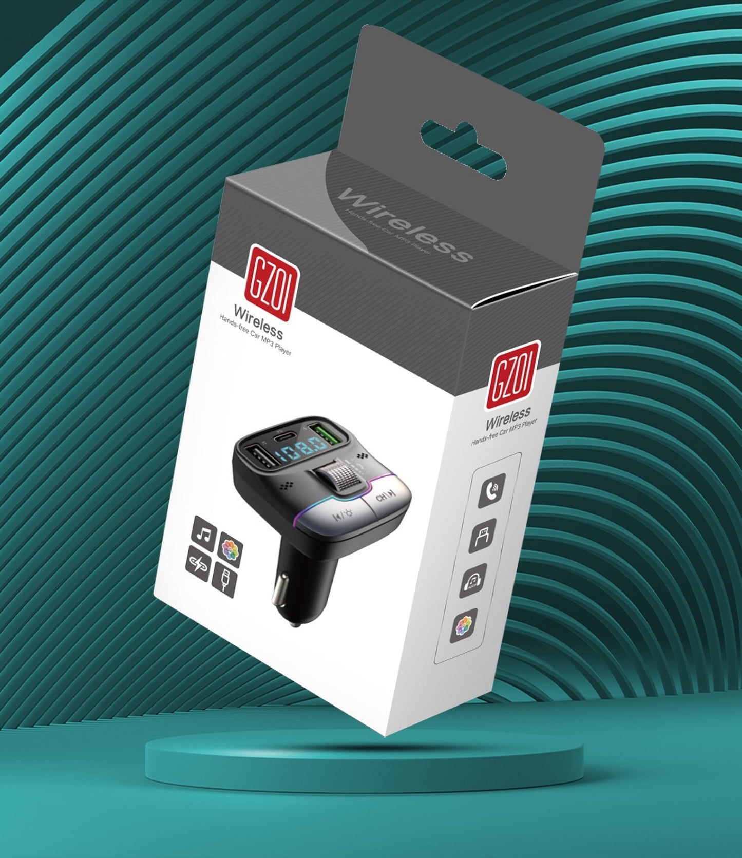 Modulator FM Timebox, GZ01, Hands-Free, QC 3, USB, Port USB Type-C, Bluetooth 5