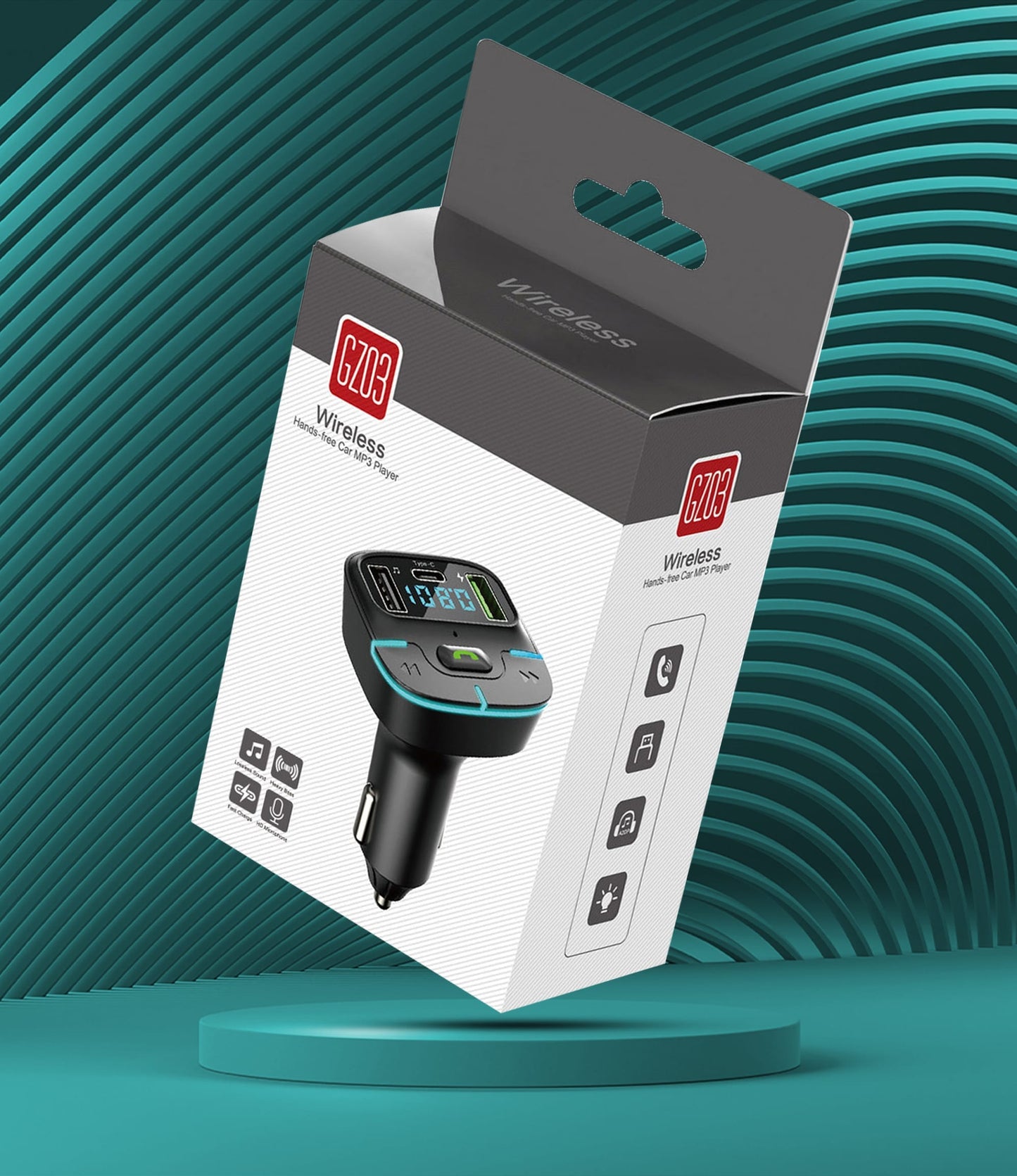 Modulator FM Timebox, GZ03, Handfree, QC 3, USB, Port USB Type-C, Bluetooth 5