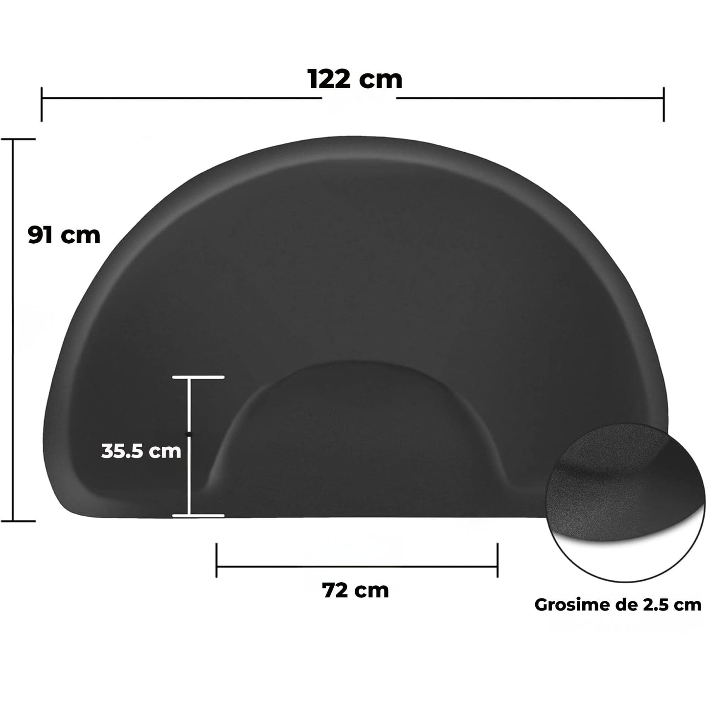 Covor Profesional pentru Scaun de Coafor/Frizerie 91x122 cm, Negru