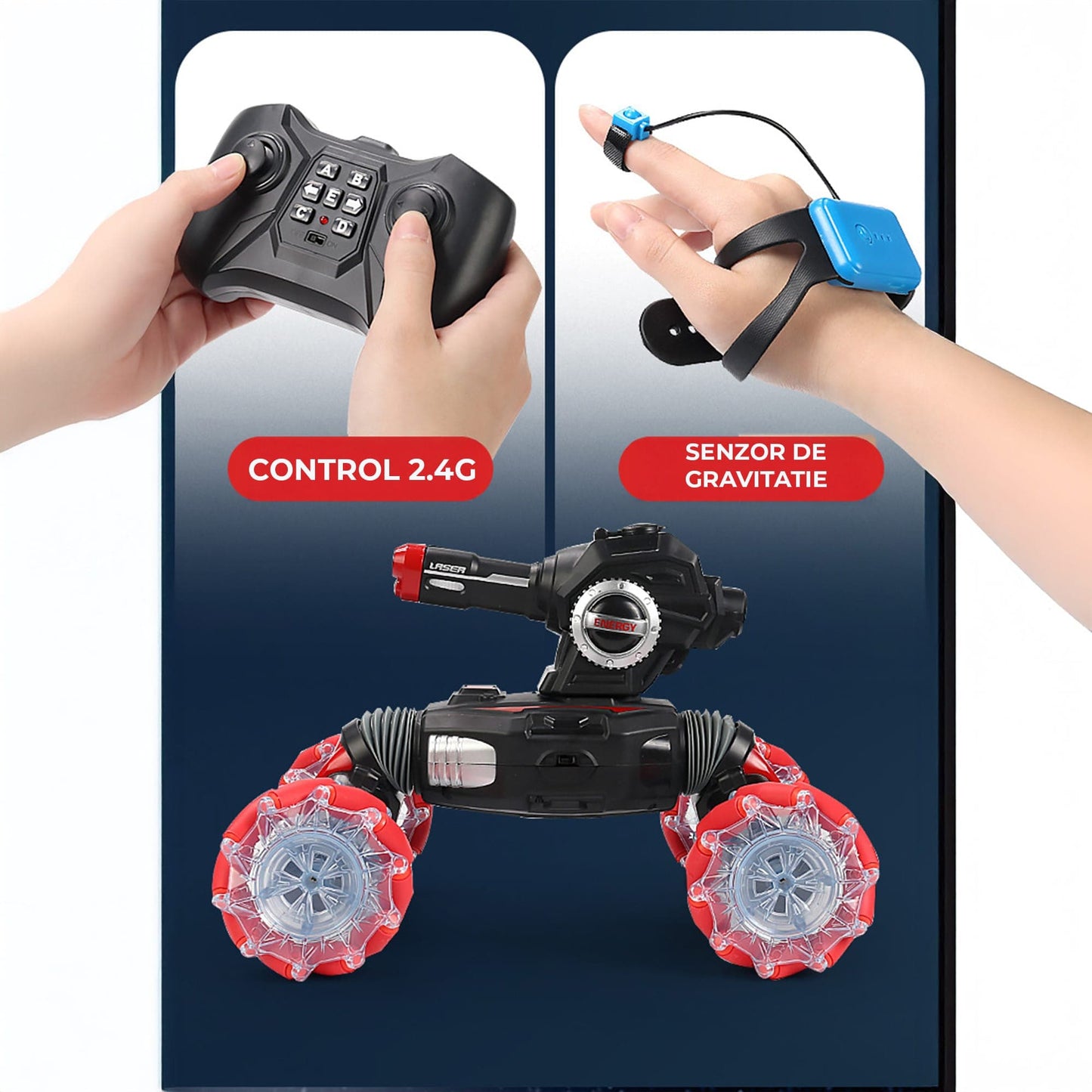 Masina RC Timebox, Telecomanda 2, Drift Off-Road, Cotrol prin Gesturi, Rosu