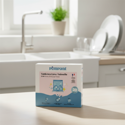 Tablete ecologice pentru mașina de spălat vase - 99% ingrediente de origine naturală, 30 tablete