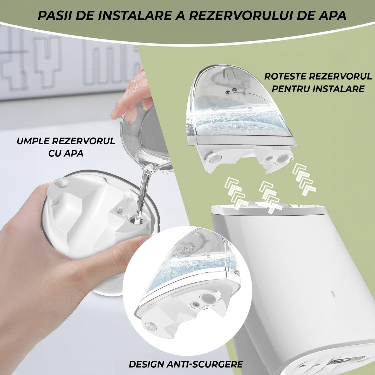 Steamer de Haine Portabil, 1000W, Compact si Pliabil, Verde