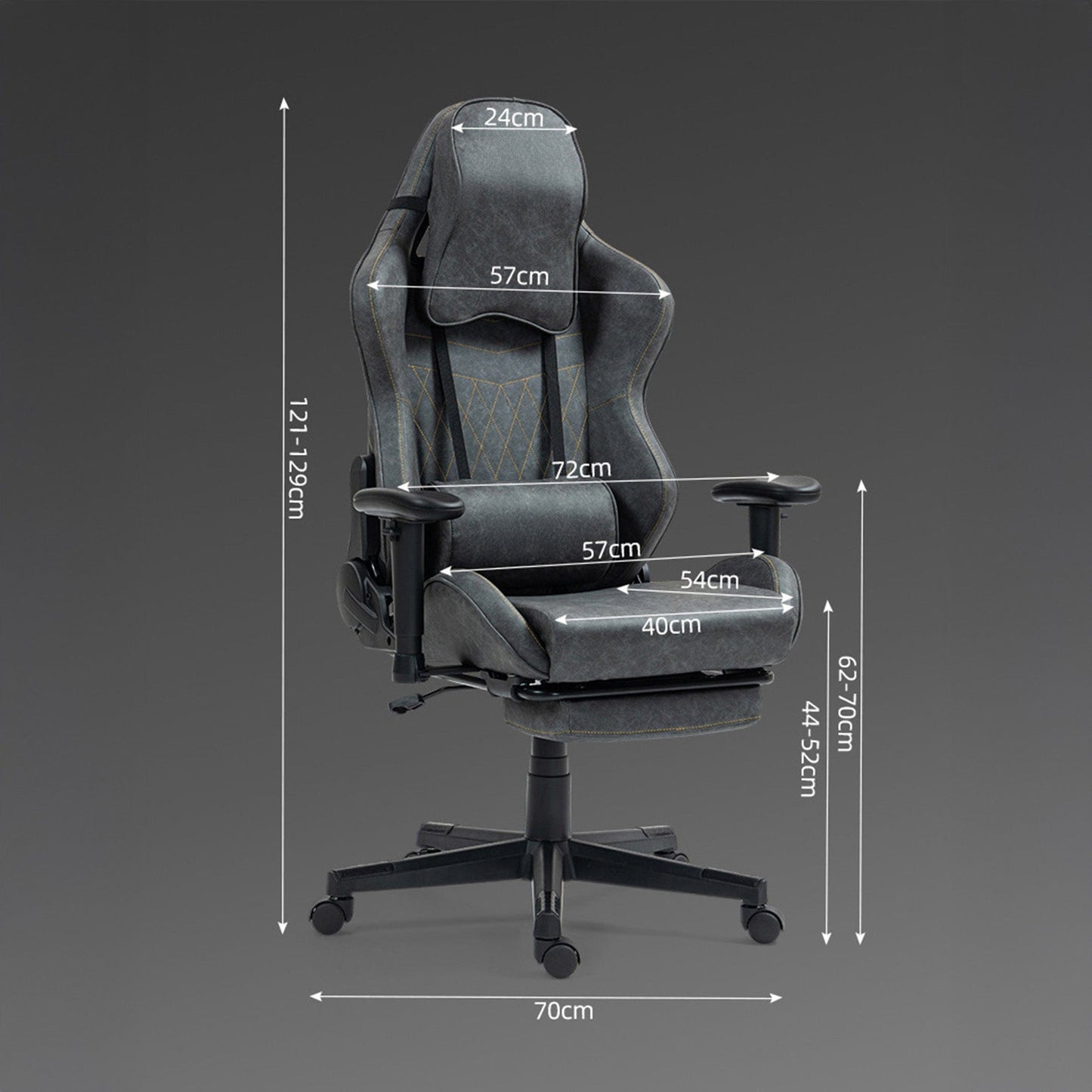 Scaun Gaming Clasic din Piele, Cilindru Clasa 4, Negru