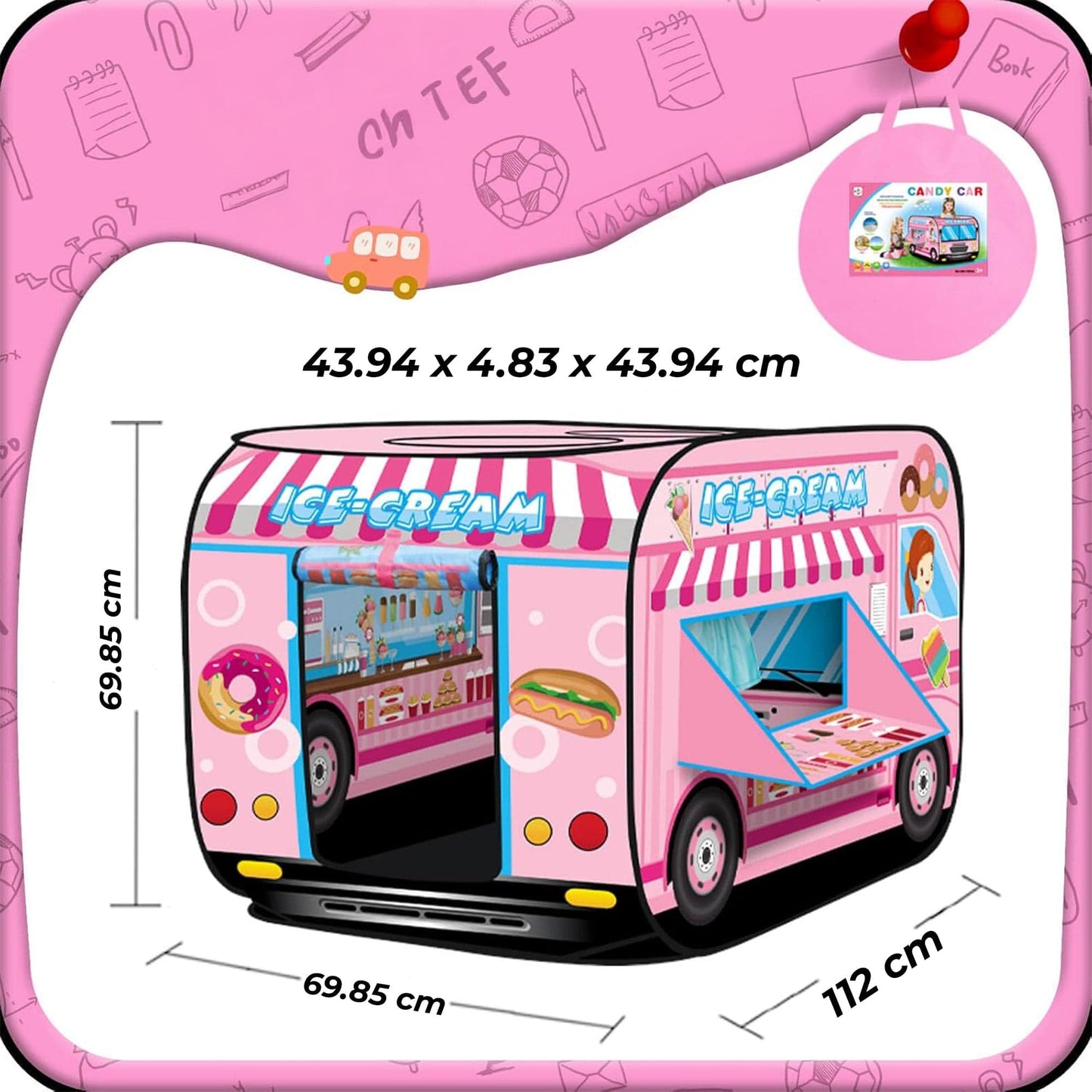 Cort de Joaca Pop-Up pentru Copii 1, 5 Ani, Roz
