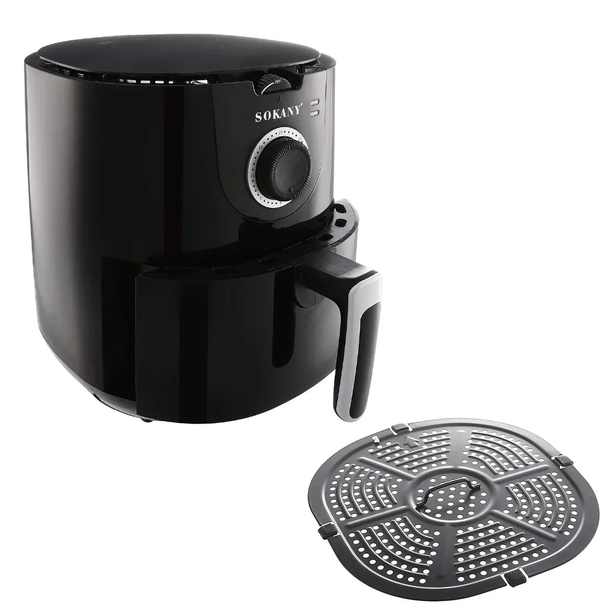 Friteuza fara ulei Sokany AF-002, 1500W, 5L, Control Temperatura, Negru/Inox
