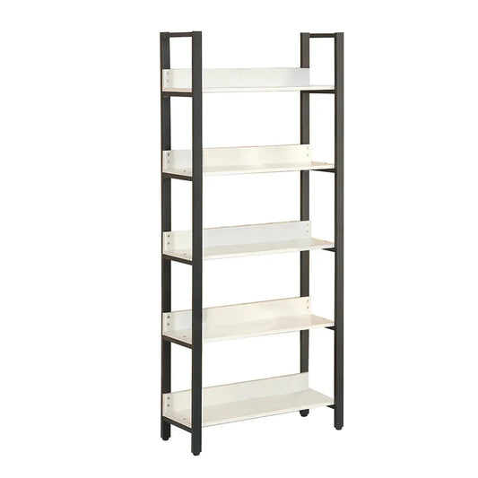 Biblioteca cu 5 polite, un compartiment, Naimeed B5-80, Negru/Alb