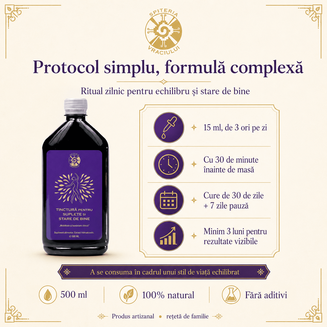 Tinctură pentru Suplețe Articulară și Mobilitate – Stare de Bine | 500ml