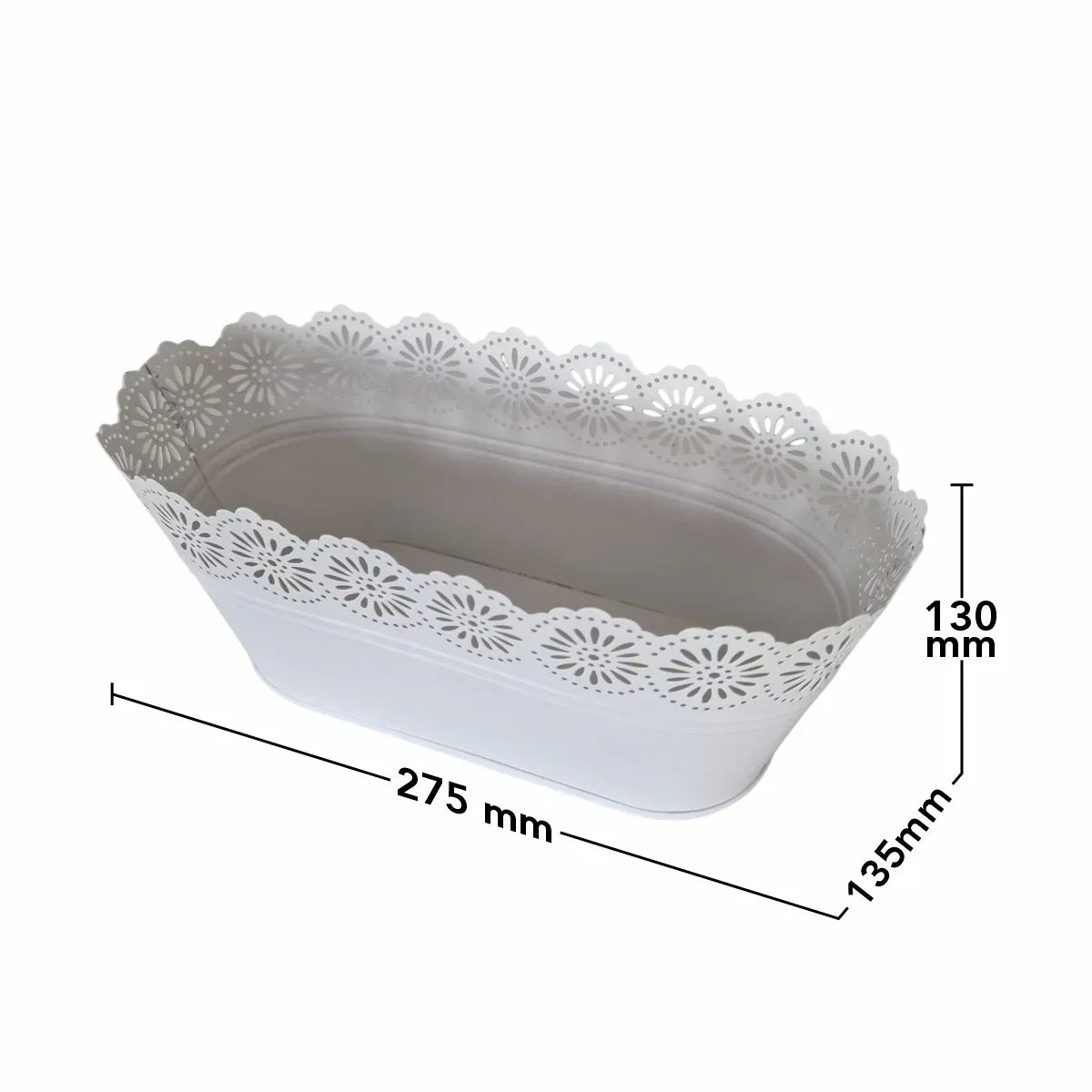 Vas decor din metal, Naimeed D2602, Alb, 130x275x135mm