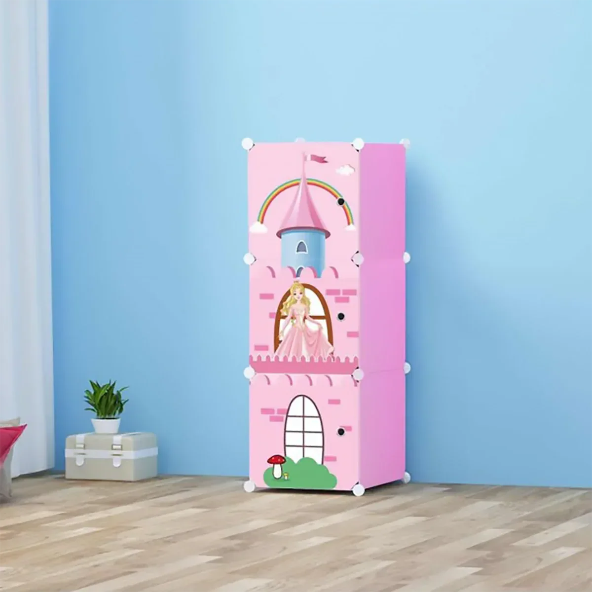 Dulap modular din plastic cu schelet metalic Castle Style, D3225, culoare Roz