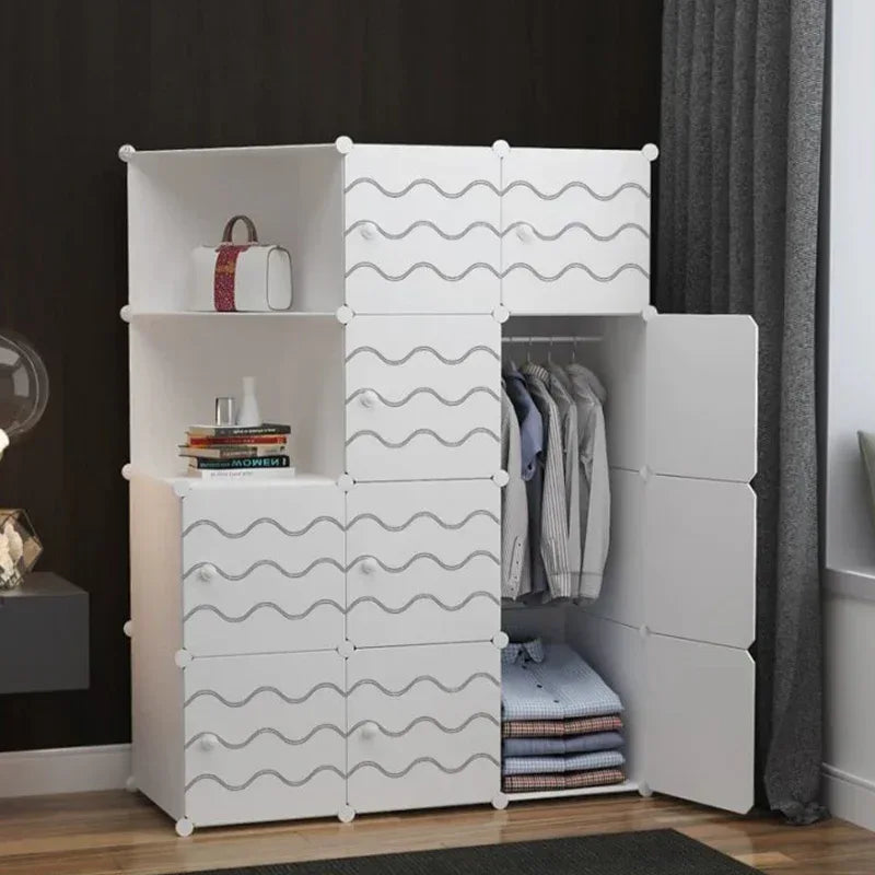 Dulap modular din plastic cu schelet metalic, D3245W, culoare Alb, 147 x 110 x 37 cm