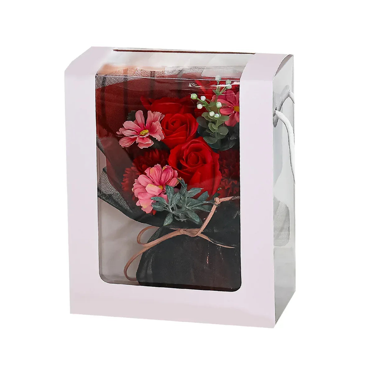Aranjament floral elegant, flori de sapun, D4063, Rosu