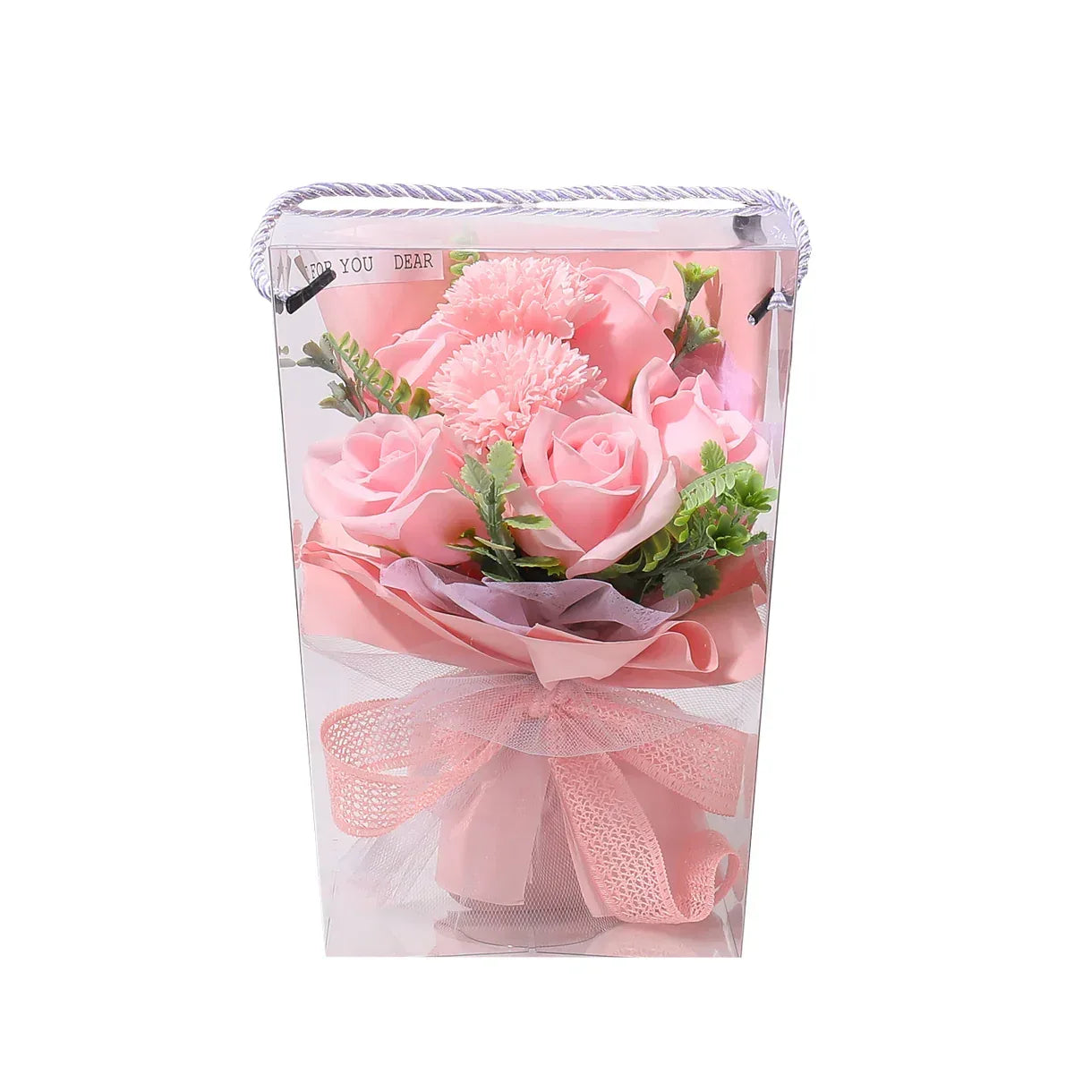 Aranjament floral elegant, flori de sapun, D4079, Roz