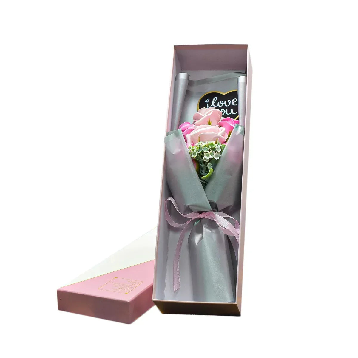 Aranjament floral elegant, flori de sapun, D4090, Roz