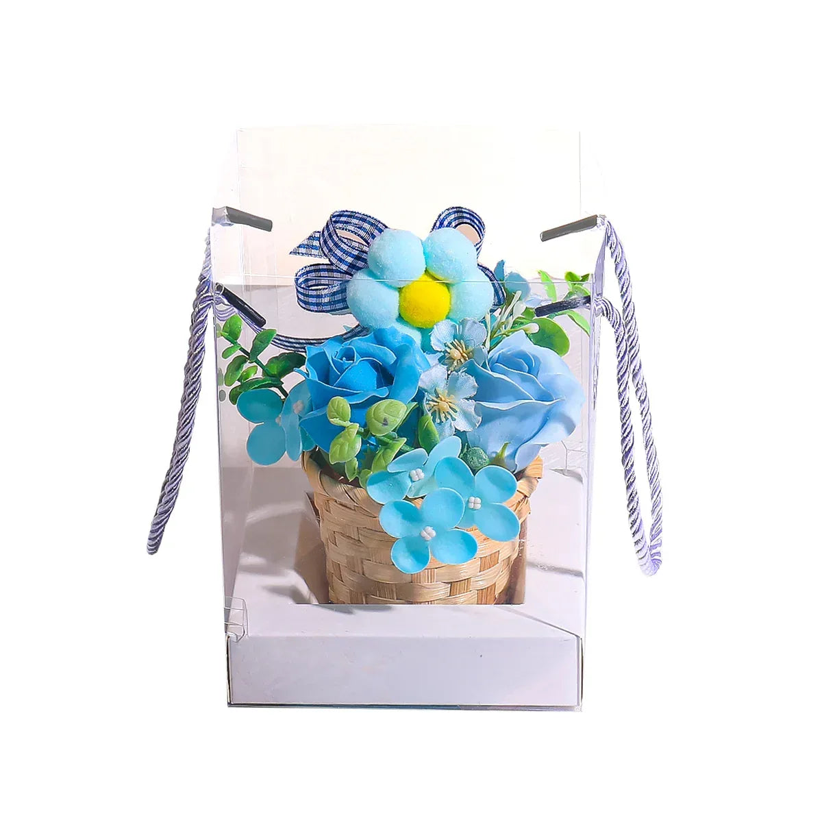 Aranjament floral elegant, flori de sapun, D4093, Blue
