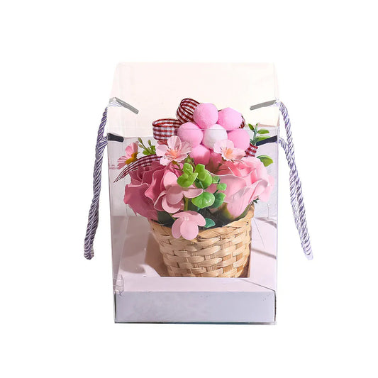 Aranjament floral elegant, flori de sapun, D4093, Roz