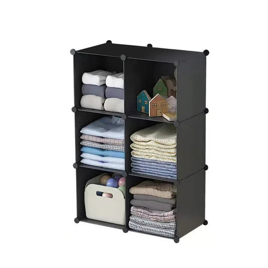 Dulap Modular, 6 Compartimente, fara usi, Naimeed D4141, Negru