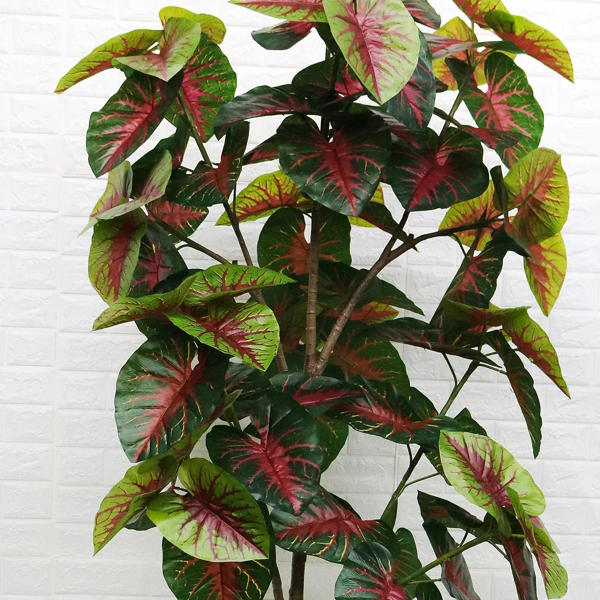 Planta artificiala, Alocasia fara ghiveci, D4288, 200cm, verde/rosu