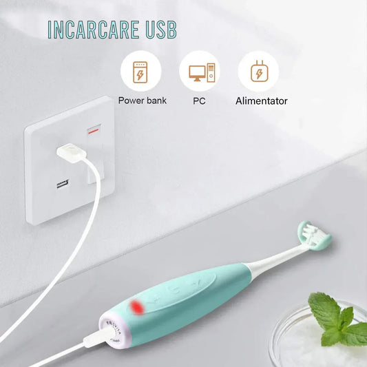 Periuta de dinti electrica U-shape, Sonica, 5 programe, 6-14 ani, Naimeed D4373, acumulator, incarcare USB, Blue