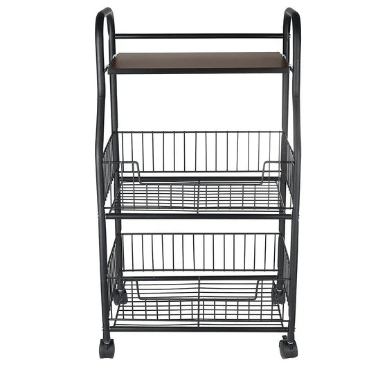 Raft metalic mobil, multifunctional, 3 polite, Naimeed D4401, Negru