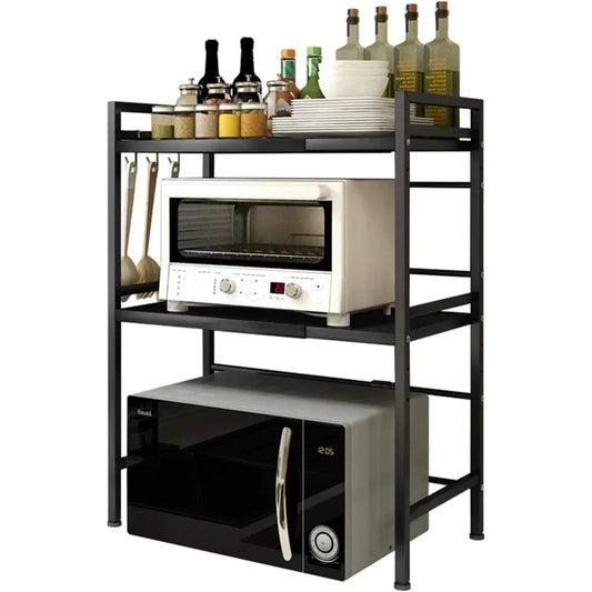 Raft metalic, lungime ajustabila, 2 polite, Naimeed D4406, Negru