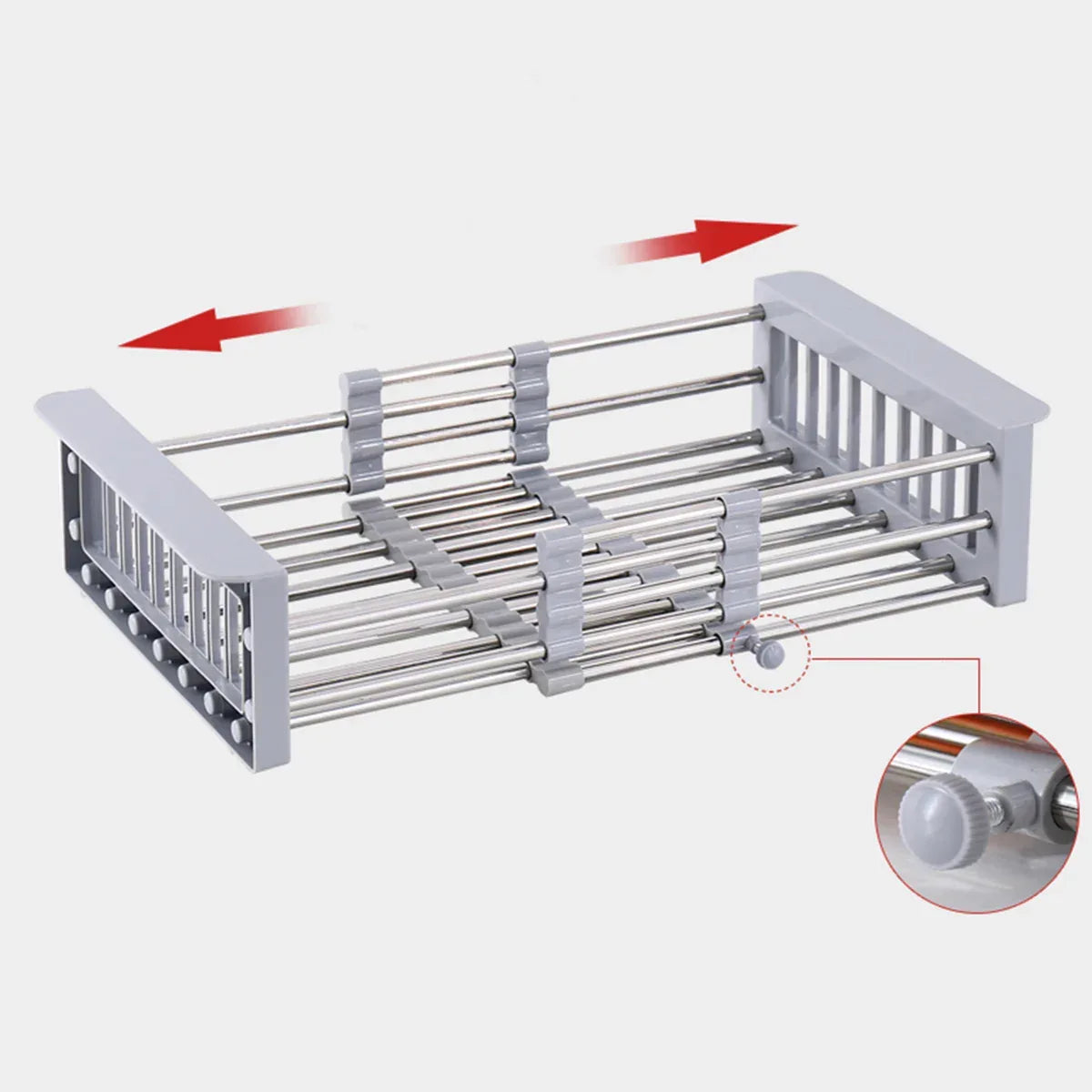 Suport extensibil pentru spalat vase si alimente, Naimeed D4415, Gri/Inox