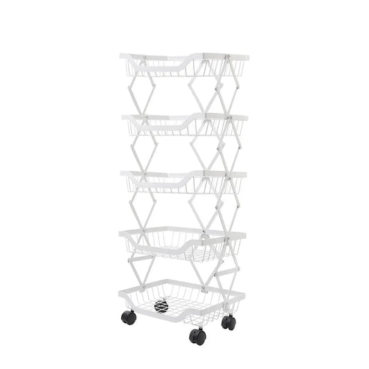 Raft metalic mobil, extensibil, 5 cosuri, Naimeed D4486, Alb