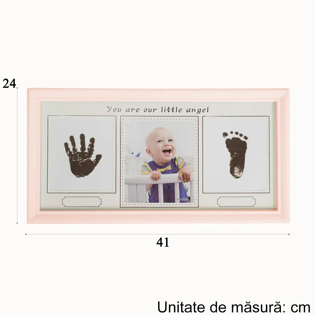Rama foto cu amprenta, personalizabila, Naimeed D4571P, Roz