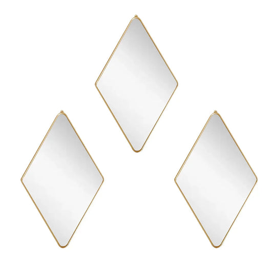 Set 3 Oglinzi Decorative, Naimeed D4607G, Auriu, 17x1x28 cm
