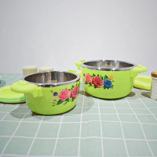 Caserola termica, set 5 piese, cu interior din inox, Naimeed D4799, Verde
