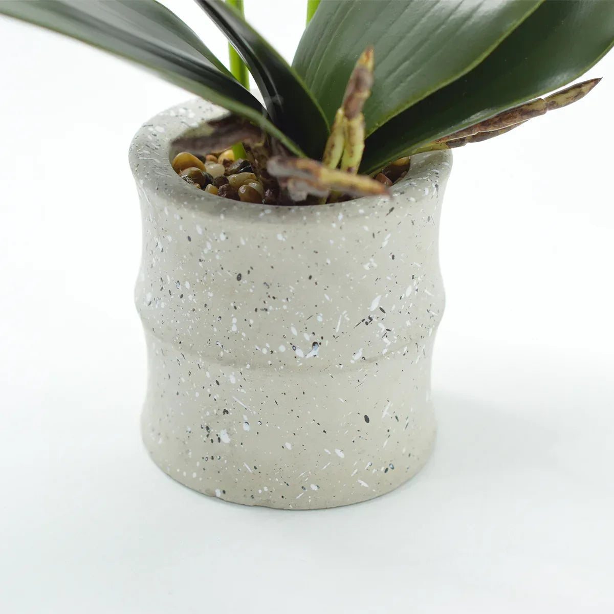 Orhidee cu aspect natural in ghiveci ceramic, 35 cm, Naimeed D4849, Portocaliu