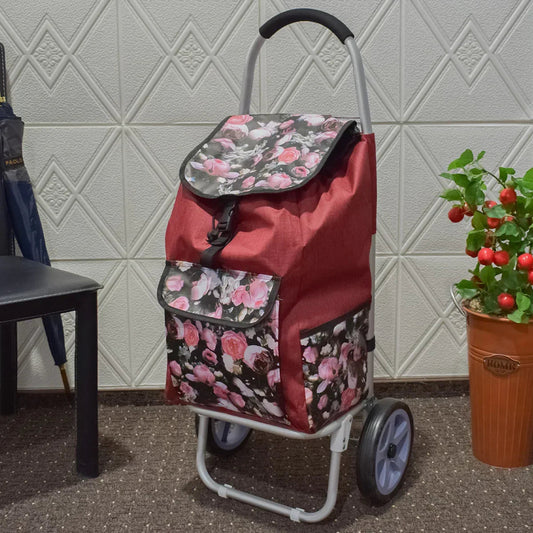 Carucior de piata pliabil, cadru din aluminiu, Naimeed D4949, 2 roti, 49 L, Rosu