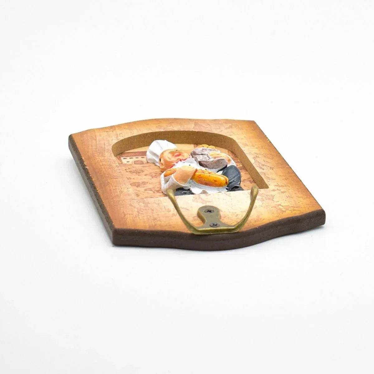 Cuier decorativ cu carlig dublu, Naimeed D50-7, 11x17.5x0.8 cm, Maro
