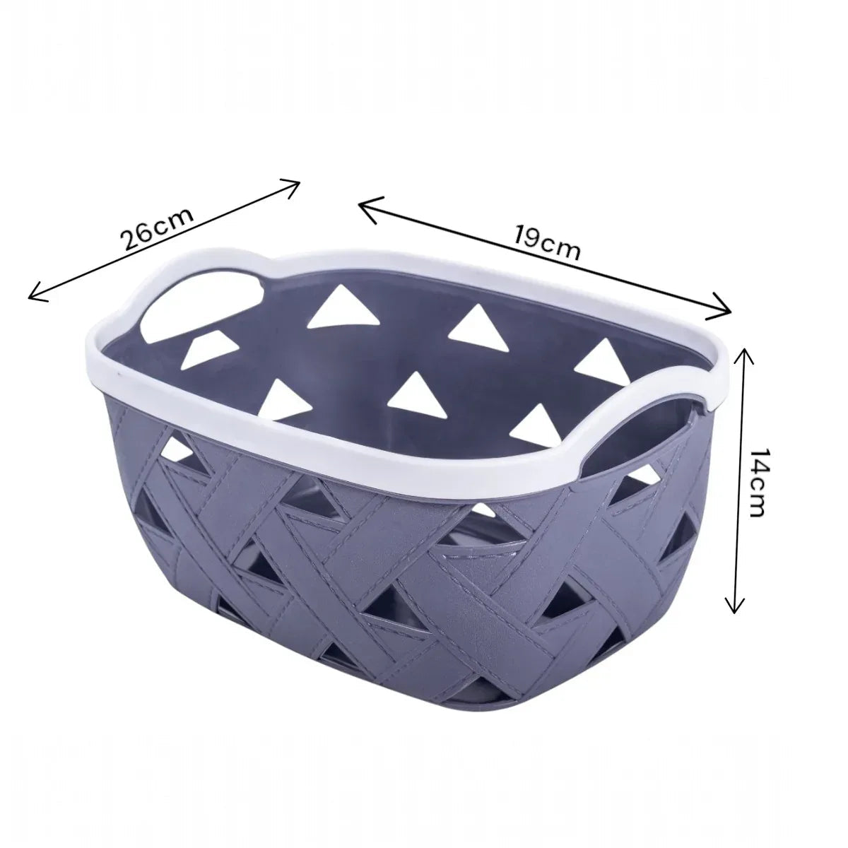 Set 3 cosuri depozitare, Naimeed D5341, D5342, D5343, plastic, 34x27x20 cm, 30x23x16 cm, 26x19x14 cm, Gri inchis