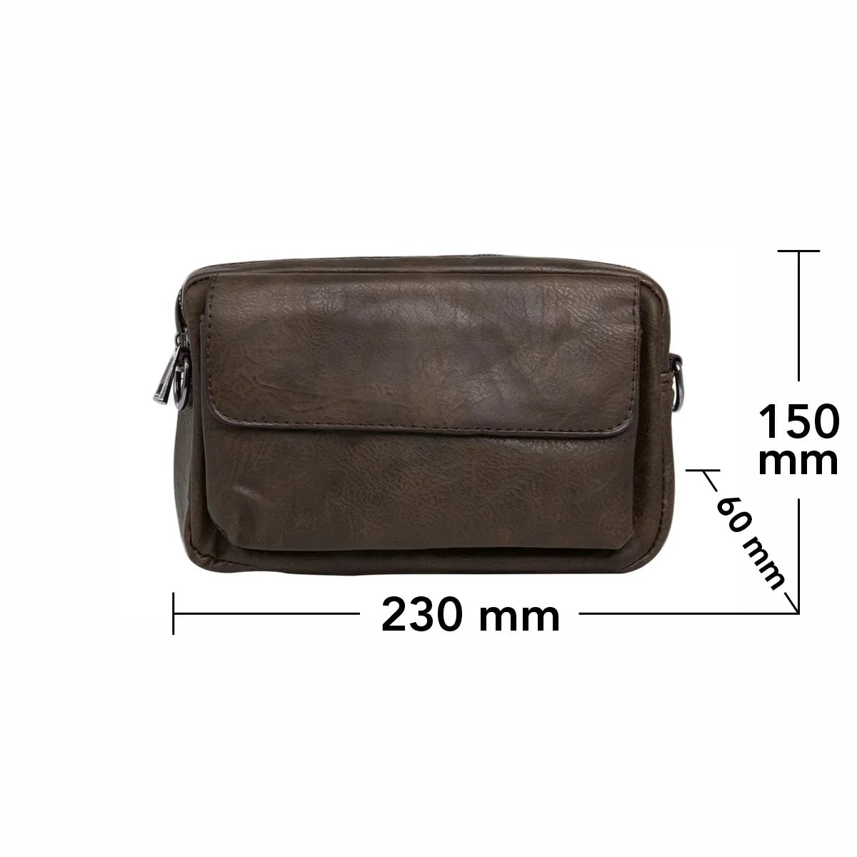 Borseta barbati, de umar, piele ecologica, Naimeed D5444, Companion, Maro inchis, 15x6x23cm