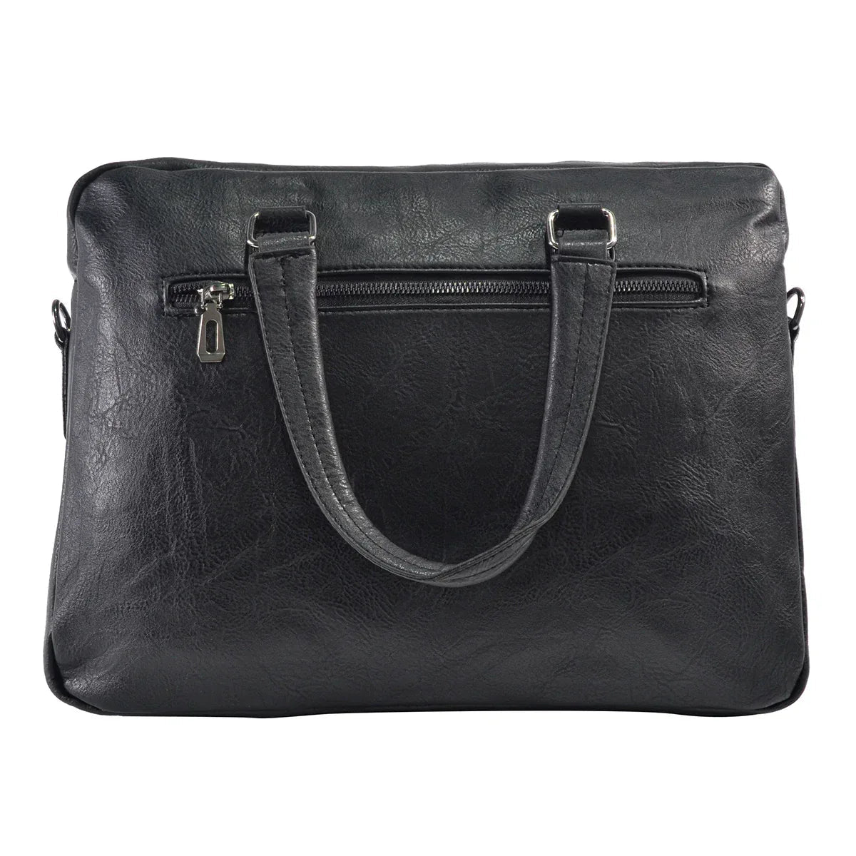 Servieta barbati, piele ecologica, Naimeed D5448, Companion, Negru, 39x7x30cm