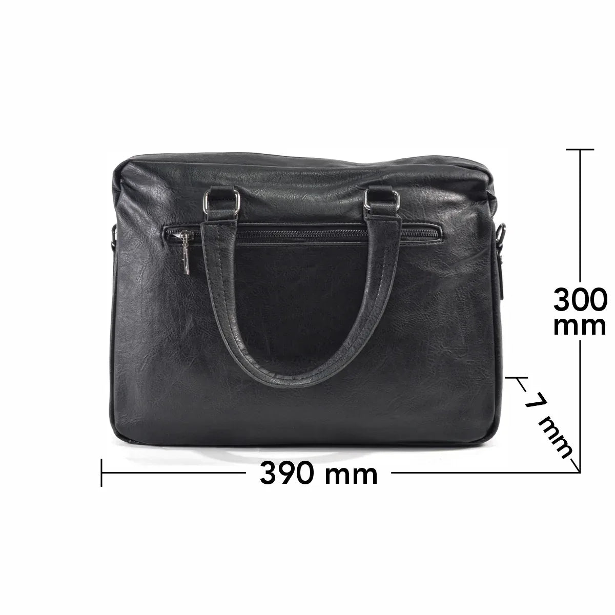 Servieta barbati, piele ecologica, Naimeed D5453, Companion, Negru, 39x7x30cm