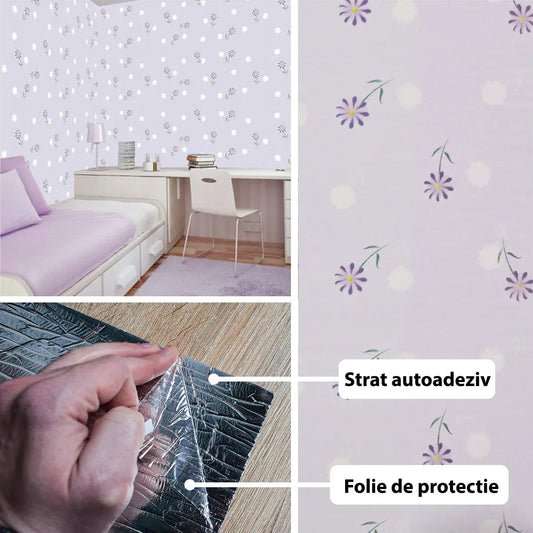 Rola panou autoadeziv, Naimeed D5688, design modern, 2mm grosime, 60x300cm, Mov