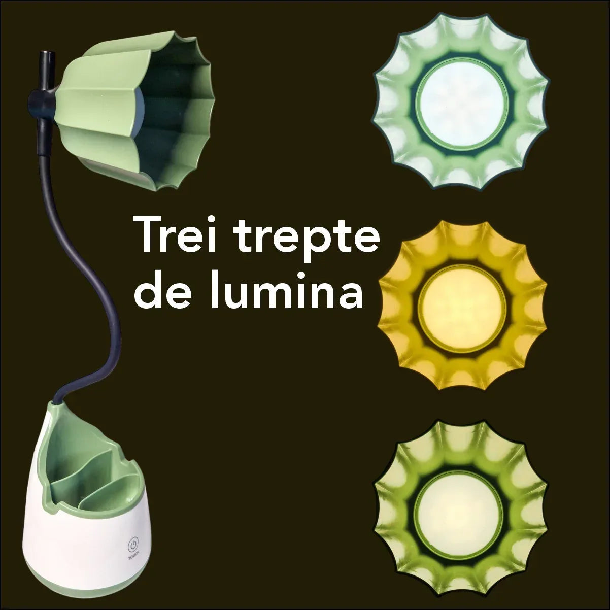 Veioza cu lumina LED, Naimeed D5889, Verde, cu touch, incarcare USB telefon 105x470x105mm