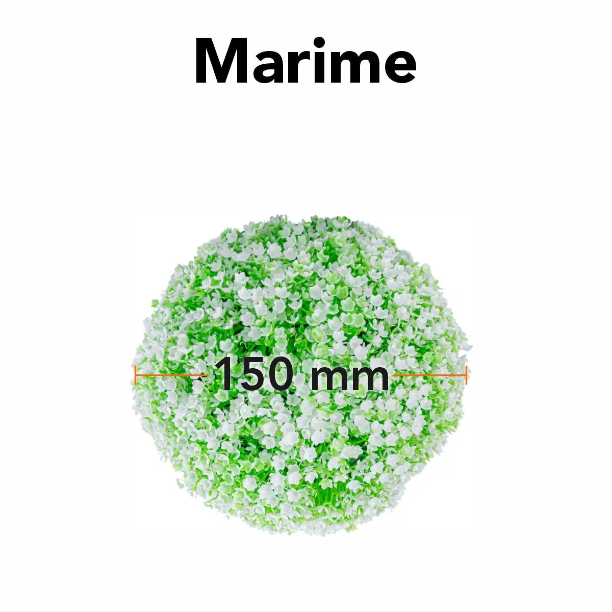 Sfera din plante artificiale, cu flori, Naimeed D5933, Verde-Alb, 150mm