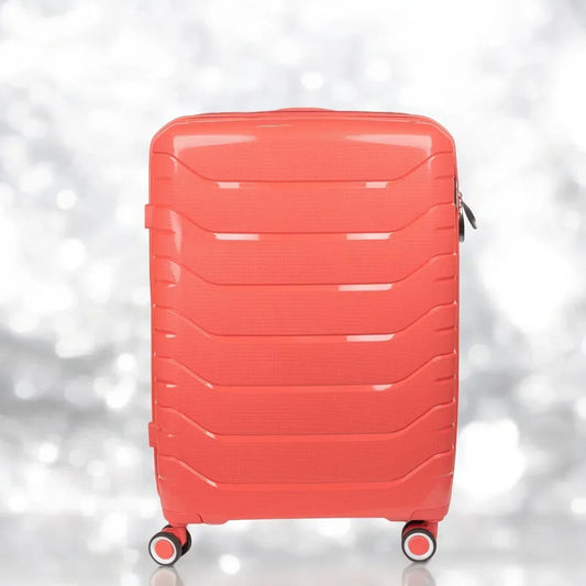 Troler voiaj Mediu M, StowAway, Naimeed D5969, 4 roti duble 360 grade detasabile , PP, inchidere cifru, Rosu, 39x22x51cm