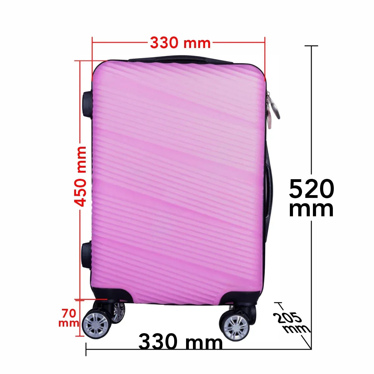 Troler voiaj Mic, Naimeed D6010, 4 roti duble 360 grade, PP, inchidere cifru, Roz, 33x20.5x45cm